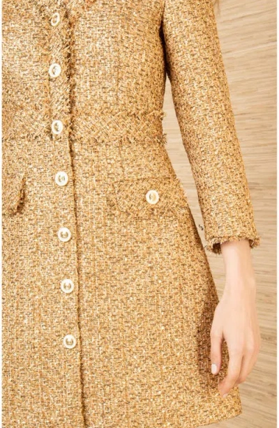 Hale Bob Elina Boucle Tweed Dress In Gold