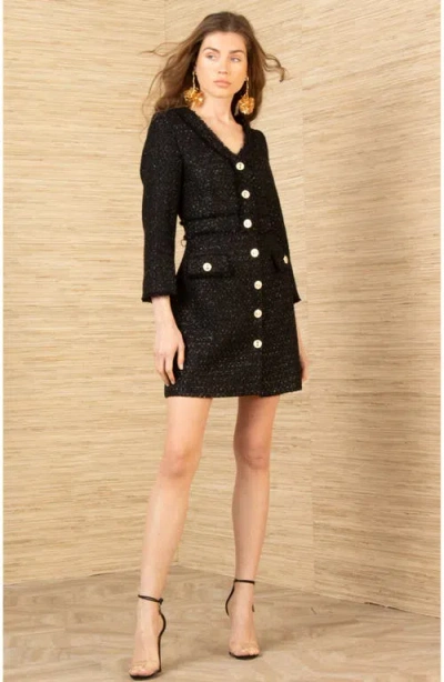 Hale Bob Elina Boucle Tweed Dress In Black