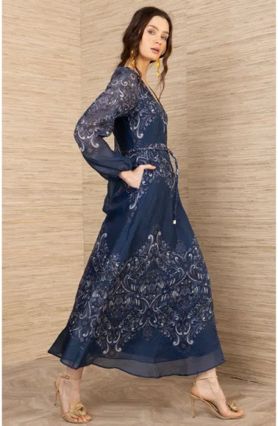 Hale Bob Aspyn Organza Maxi Dress In Blue