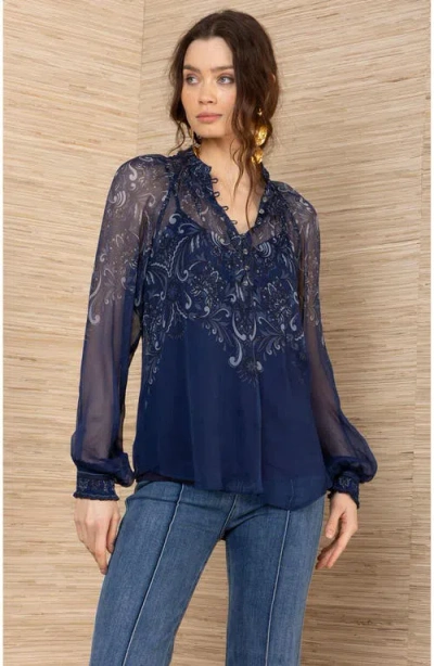 Hale Bob Rylan Silk Top In Blue