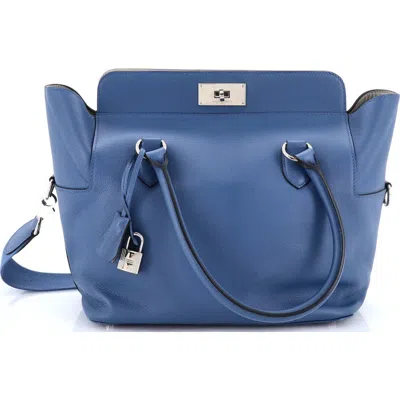 Pre-owned Hermes  Hermes Verso Toolbox Bag Evercolor 26 In Blue