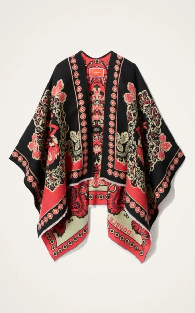 La Doublej Soul Printed Wool And Silk Poncho In Multi