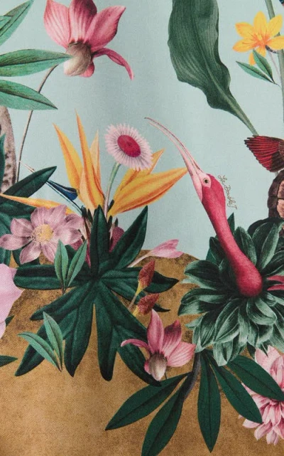 La Doublej Swing Feather-trimmed Silk Twill Maxi Dress In Multi