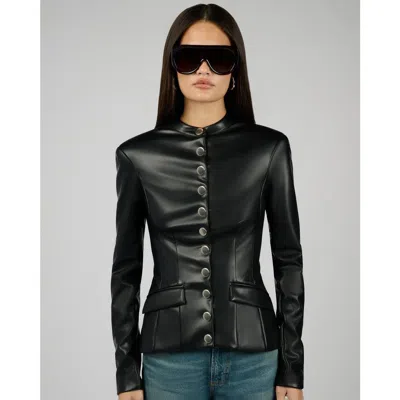 Weworewhat Vegan Leather Military Jacket In Black