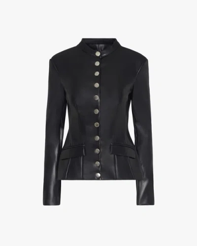 Weworewhat Vegan Leather Military Jacket In Black