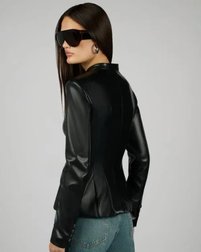 Weworewhat Vegan Leather Military Jacket In Black
