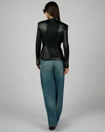 Weworewhat Vegan Leather Military Jacket In Black