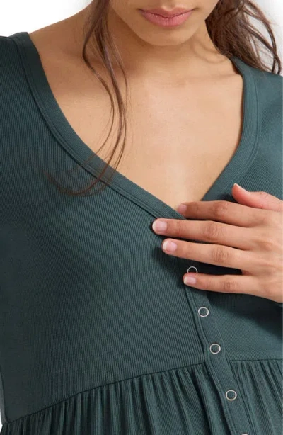 Hatch Collection The Softest Rib Maternity Nursing Friendly Dress In Green