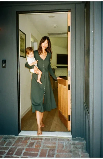 Hatch Collection The Softest Rib Maternity Nursing Friendly Dress In Green