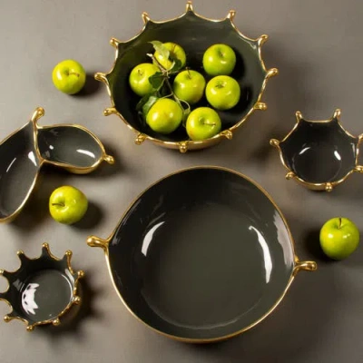 Lunares Pod Double Snack Graphite Bowl In Gold