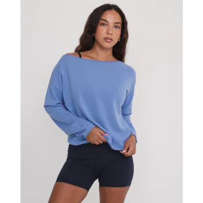 Rebody Active Romy Off Shoulder Cashmere Sweater In Blue