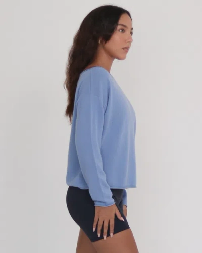 Rebody Active Romy Off Shoulder Cashmere Sweater In Blue