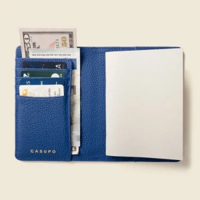 Casupo Leather Passport Wallet With Rfid Protection In Blue