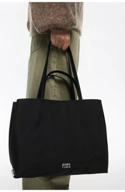 Bimba Y Lola Large Nylon Chihuahua Shopper Bag In Black