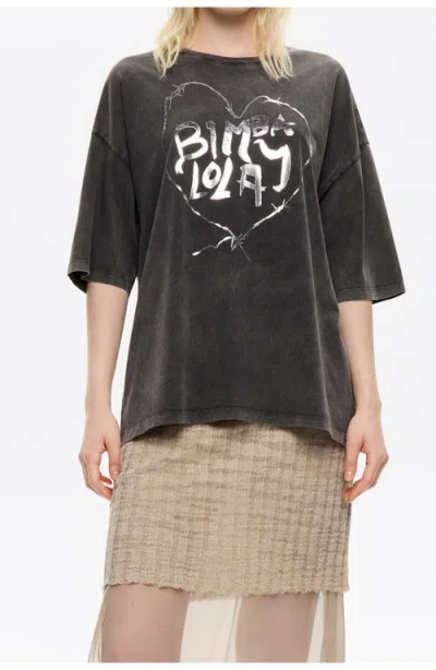 Bimba Y Lola Heart Logo T-shirt In Black