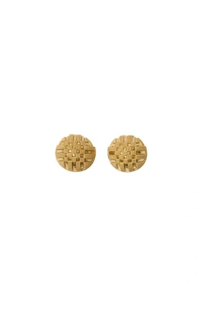 Burberry Check Granulation Sphere Earrings In Brown