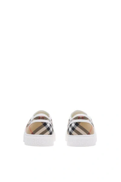 Burberry Check Cotton Slip-on Sneakers In Brown