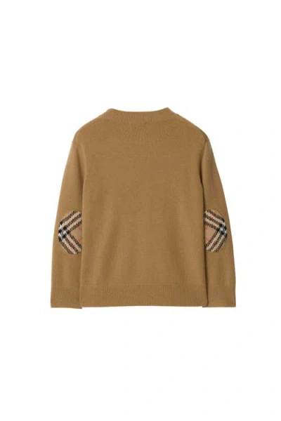 Burberry Check Patch Wool Cashmere Sweater In Brown