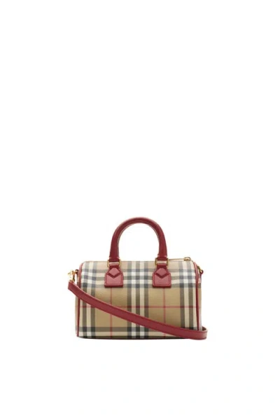 Burberry Mini Check Bowling Bag In Brown