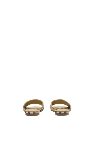 Burberry Sloane Slides Check Pattern Flat Sole Open Toe In Neutral