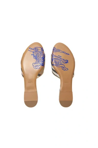 Burberry Sloane Slides Check Pattern Flat Sole Open Toe In Neutral