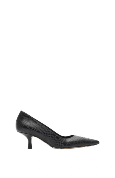 Burberry Check Leather Dame Low Pumps In Black