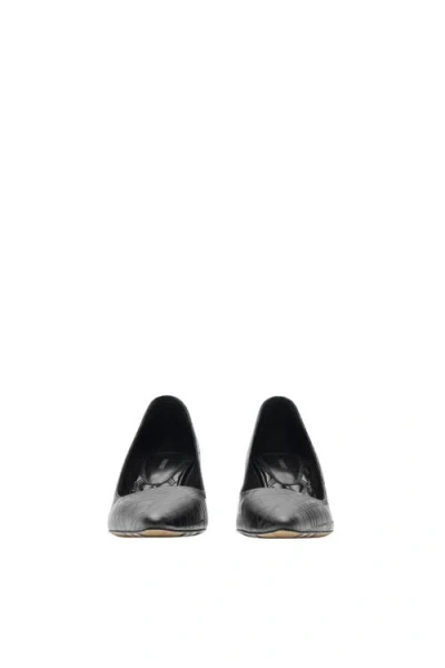 Burberry Check Leather Dame Low Pumps In Black