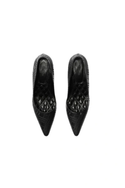 Burberry Check Leather Dame Low Pumps In Black