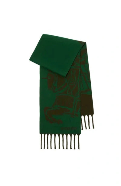 Burberry Reversible Ekd Wool Scarf In Green
