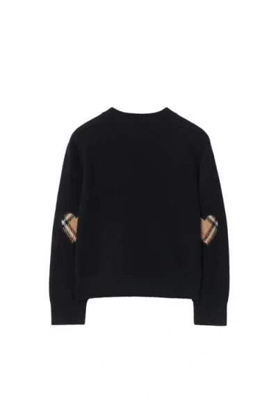 Burberry Check Patch Wool Cashmere Cardigan In Black