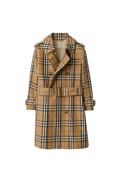 Burberry Check Cotton Twill Trench Coat In Brown