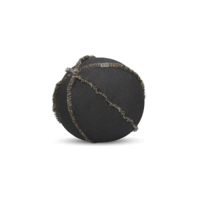 Elaine Smith Micro Fringe Carbon Indoor & Outdoor Woven Accent Orb Pillow In Black