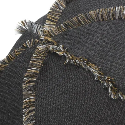 Elaine Smith Micro Fringe Carbon Indoor & Outdoor Woven Accent Orb Pillow In Black