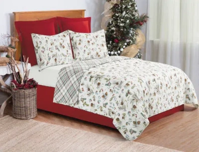 C & F Home C&f Home Edith Pinecone Cotton Quilt Set In White