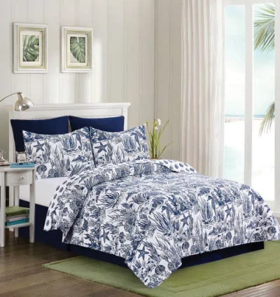C & F Home C&f Home Reef Shores Beach Coastal Cotton Quilt Set In Blue