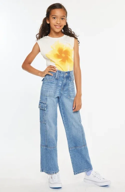 Kancan Bay High Rise Slim Straight Cargo Pants In White