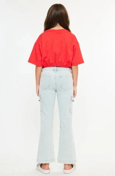 Kancan Normani High Rise Cargo Flare Jeans In Blue