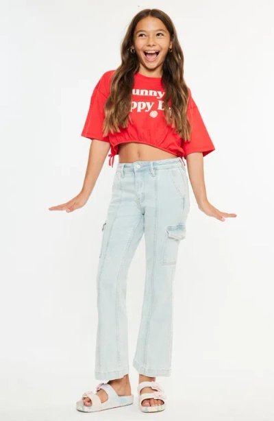 Kancan Normani High Rise Cargo Flare Jeans In Blue