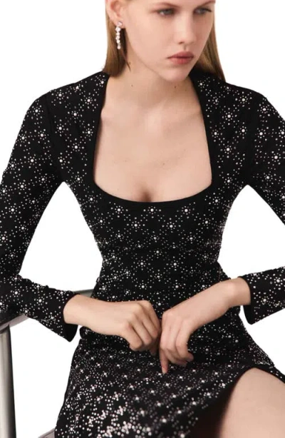 Maje Womens Black Beaded Rhinestone-embellished Stretch-woven Maxi Dress In Black