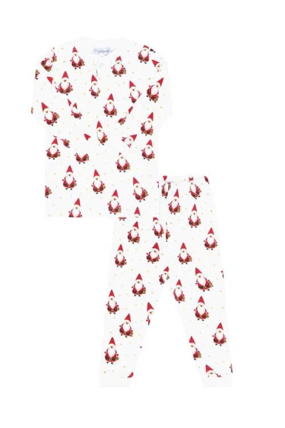 Nellapima Pima Cotton Santa Print Pajama In White