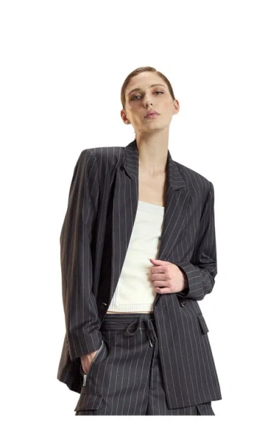 Cynthia Rowley Pinstripe Blazer In Gray