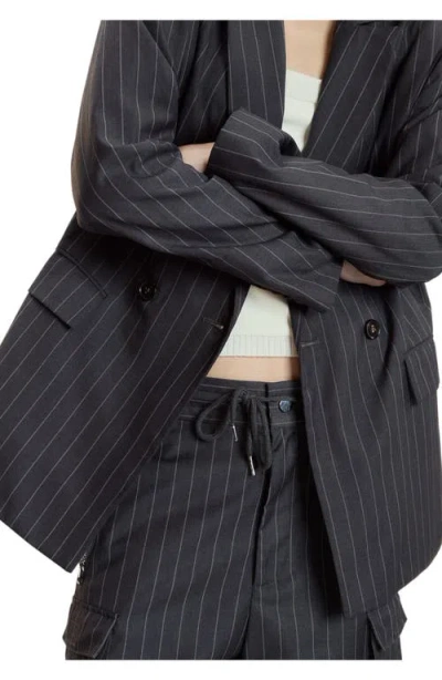 Cynthia Rowley Pinstripe Blazer In Gray