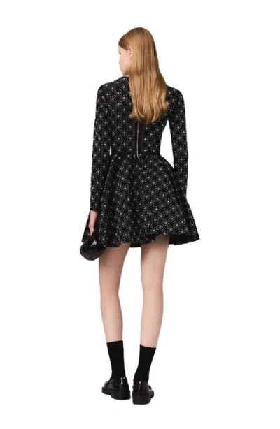 Maje Pearl And Rhinestone Skater Dress In Black