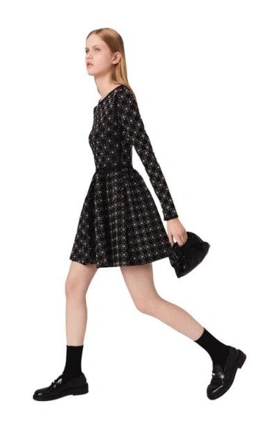 Maje Pearl And Rhinestone Skater Dress In Black