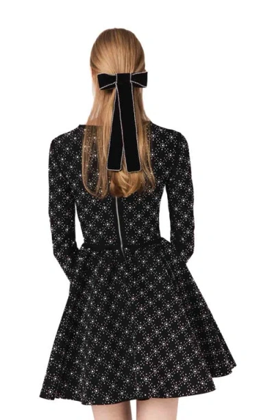 Maje Pearl And Rhinestone Skater Dress In Black