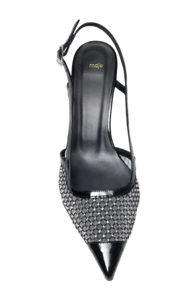 Maje Rhinestone Mesh Pumps In Black