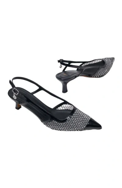 Maje Rhinestone Mesh Pumps In Black