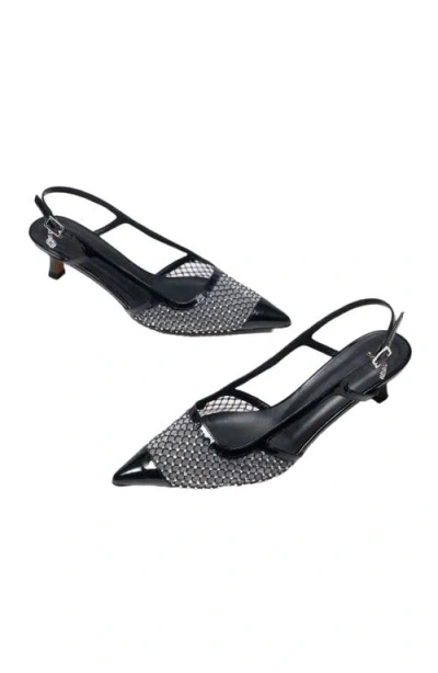 Maje Rhinestone Mesh Pumps In Black
