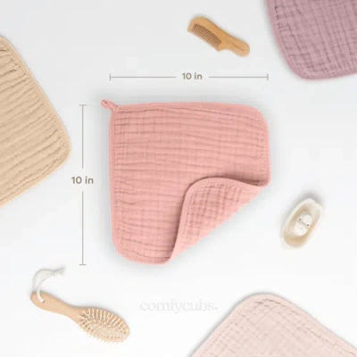 Comfy Cubs Muslin Washcloths In Pink