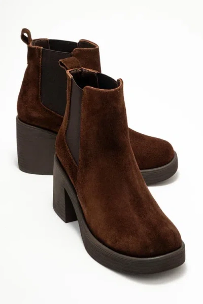 Forever & Always Shoes Lysa Leather Platform Boot In Brown